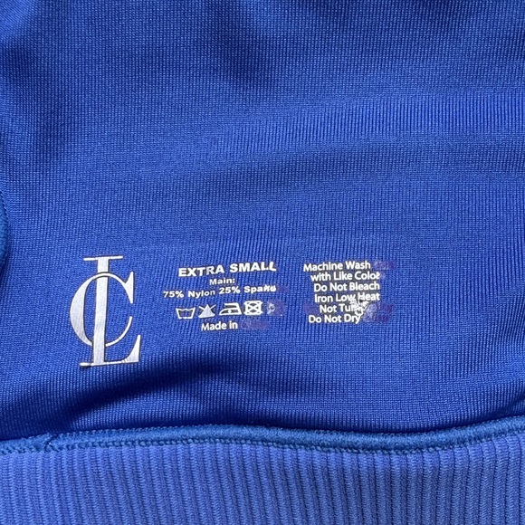 Blue Ribbed Sports Bra - Picture 3 of 3